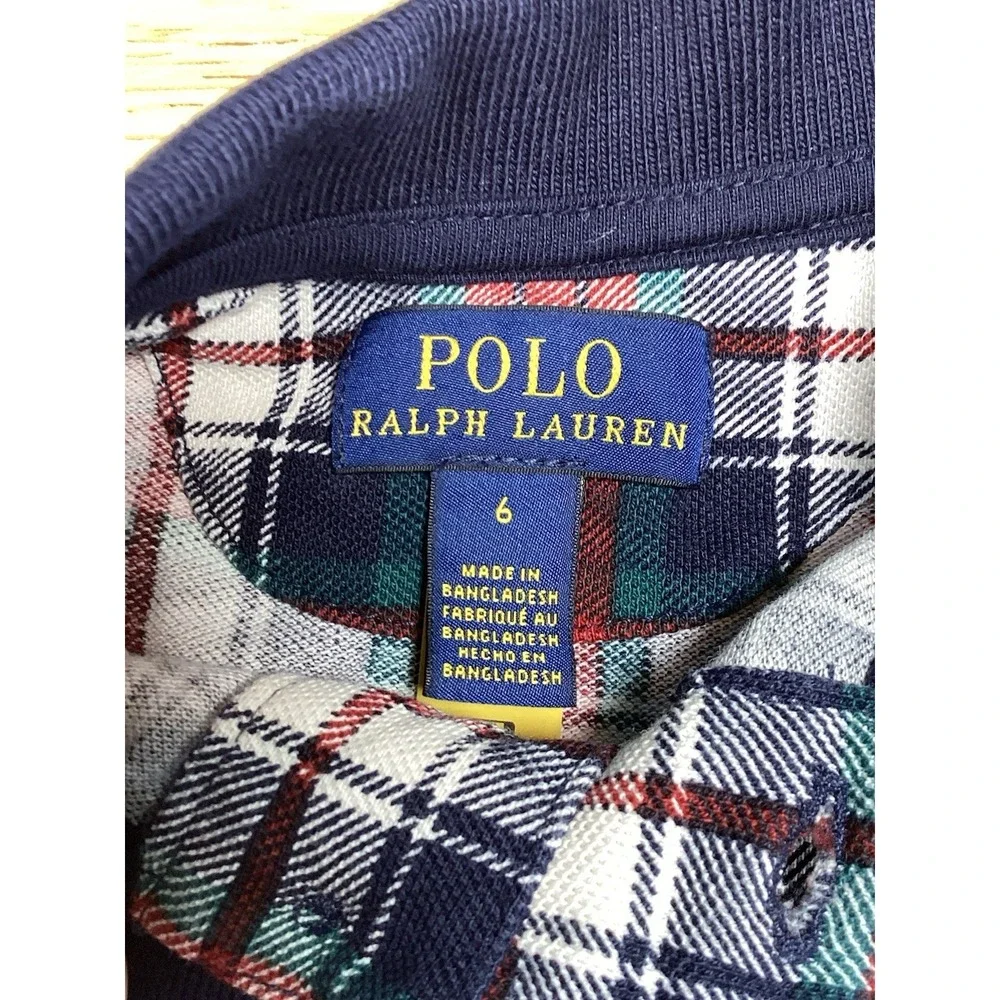 Boys Polo‎ Ralph Lauren Plaid Short Sleeve Plaid Golf Polo- 6